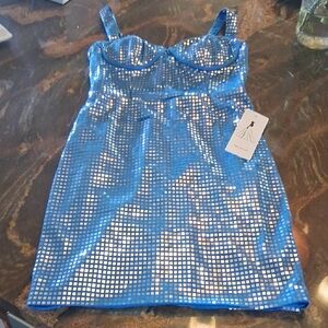 Blue Metallic Women Dress